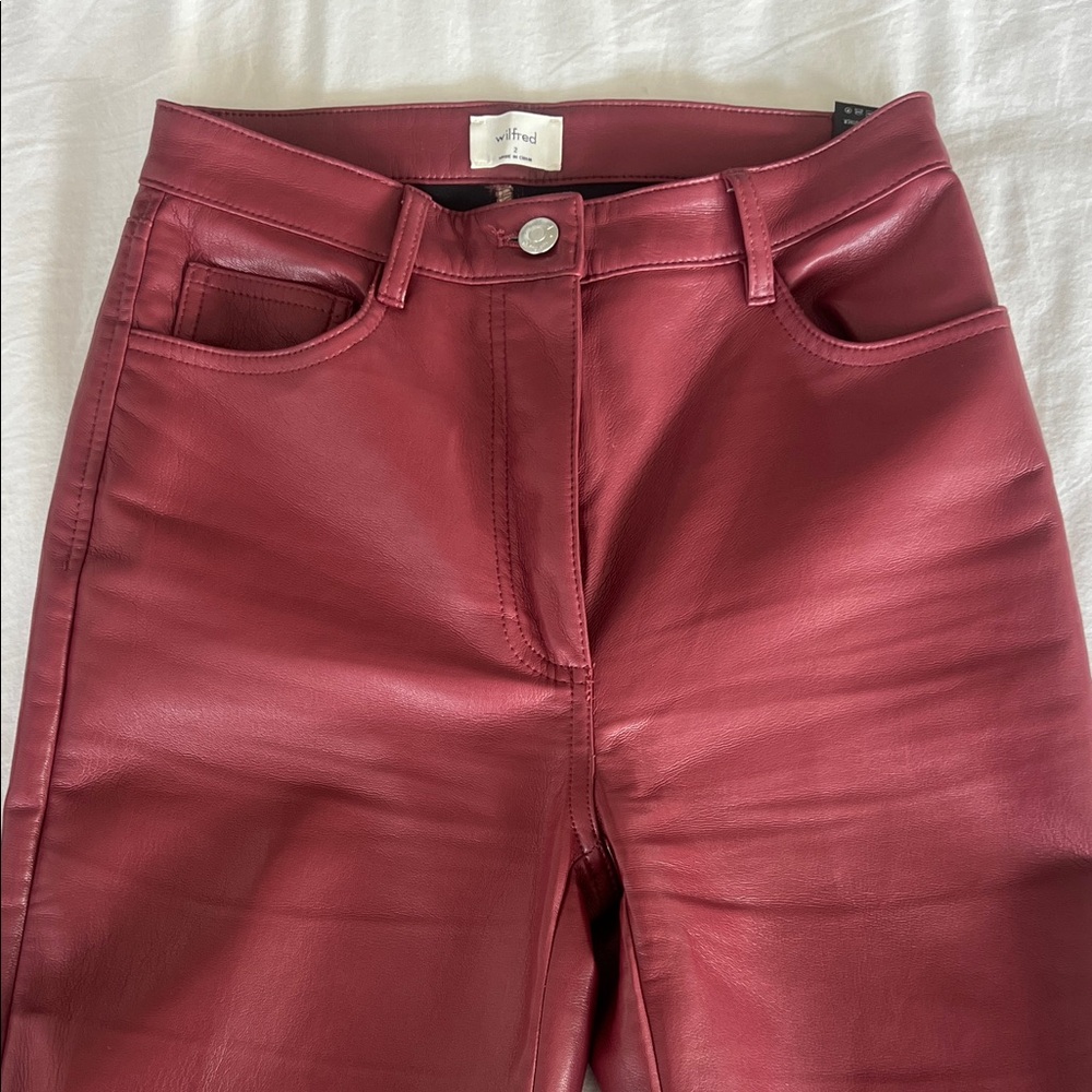Aritzia Red Leather Pants